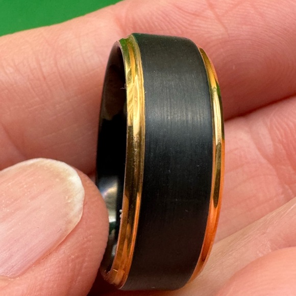 King Will  Gold And Black Plated Tungsten Carbide 8mm Ring Size 10 New - Picture 12 of 16